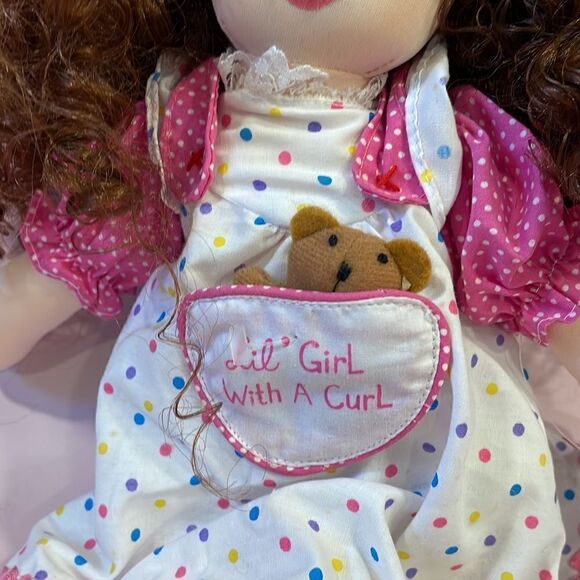Lil Girl With a Curl Doll NWT Mother Goose Collectables Dolly in Dress 15” long - Picture 2 of 10